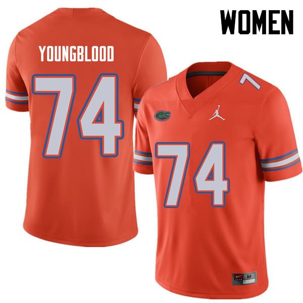 Women's NCAA Florida Gators Jack Youngblood #74 Stitched Authentic Jordan Brand Orange College Football Jersey BOC3065KY